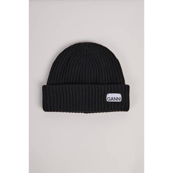 NEW GANNI women's structured rib beanie in black - Picture 1 of 3